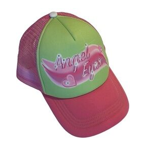 Urban Outfitters Trucker Hat Y2K Rhinestones Angel Eyes NWOT Pink Green